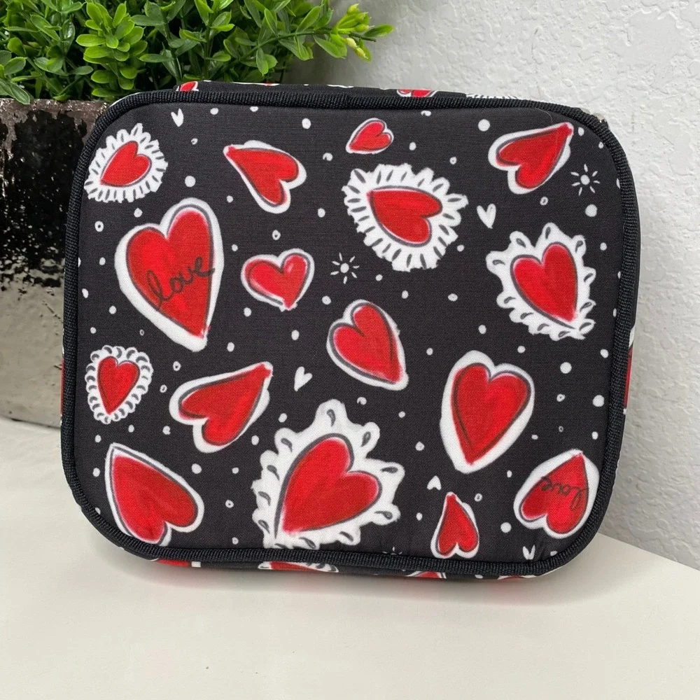 Love‎ Brighton Hearts A Flutter Jewelry Case Travel Bag Black Red